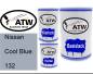 Preview: Nissan, Cool Blue, 132: 500ml Lackdose + 500ml Klarlack + 250ml Härter - Set, von ATW Autoteile West.